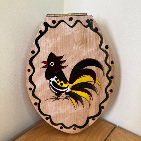 Woodpecker Wood Ware Door Knocker Hand Painted Rooster Vintage Made in Japan - Picture 1 of 8